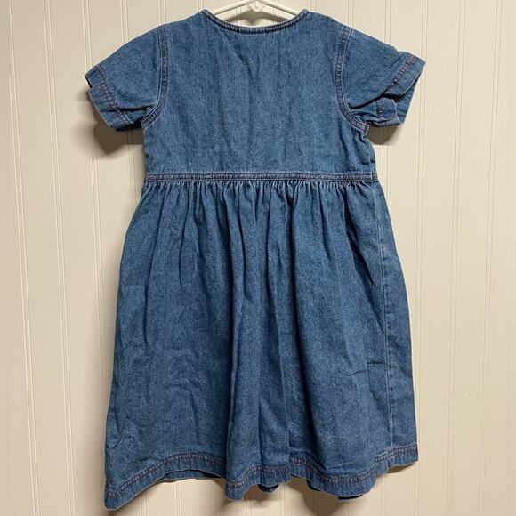 [Oshkosh Collection] Blue Denim Button Down Dress Paint Brushes Pockets Girls 5 - Picture 4 of 7